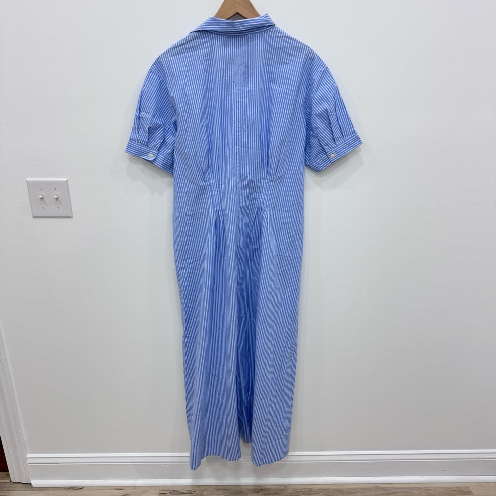 LOFT Striped Poplin Pleated Bodice Shirt Dress Blue White Stripe NWT Plus Sz 18 - Picture 7 of 9